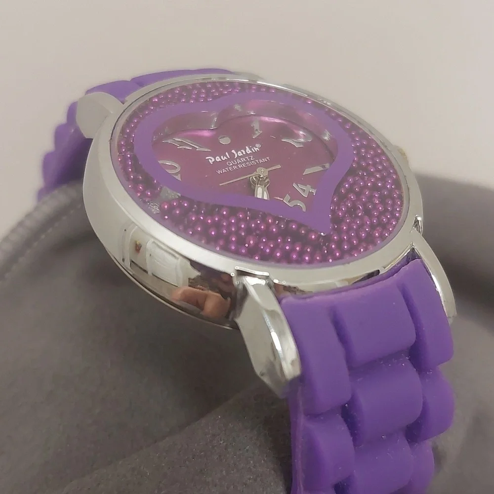 Paul Jardin Purple Stainless Steel Water Resistant Analog Silicone Watch